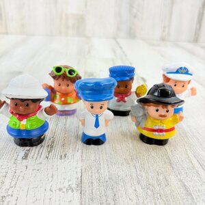 Fisher-Price Little People Figures Lot 6 Fireman Safari Conductor Pilot Tourist
